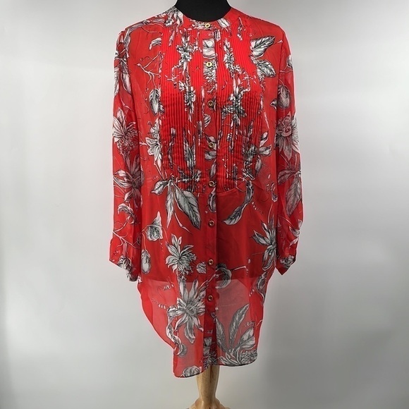 ANTHROPOLOGIE leifsdottir blouse button front 100% silk floral top flowy sz 6 - Picture 3 of 11